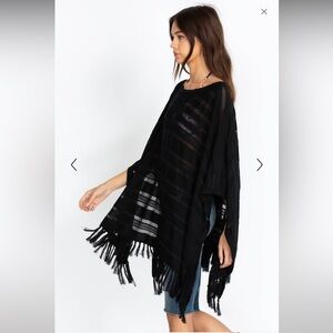 Johnny Was Open Work Poncho Fringe